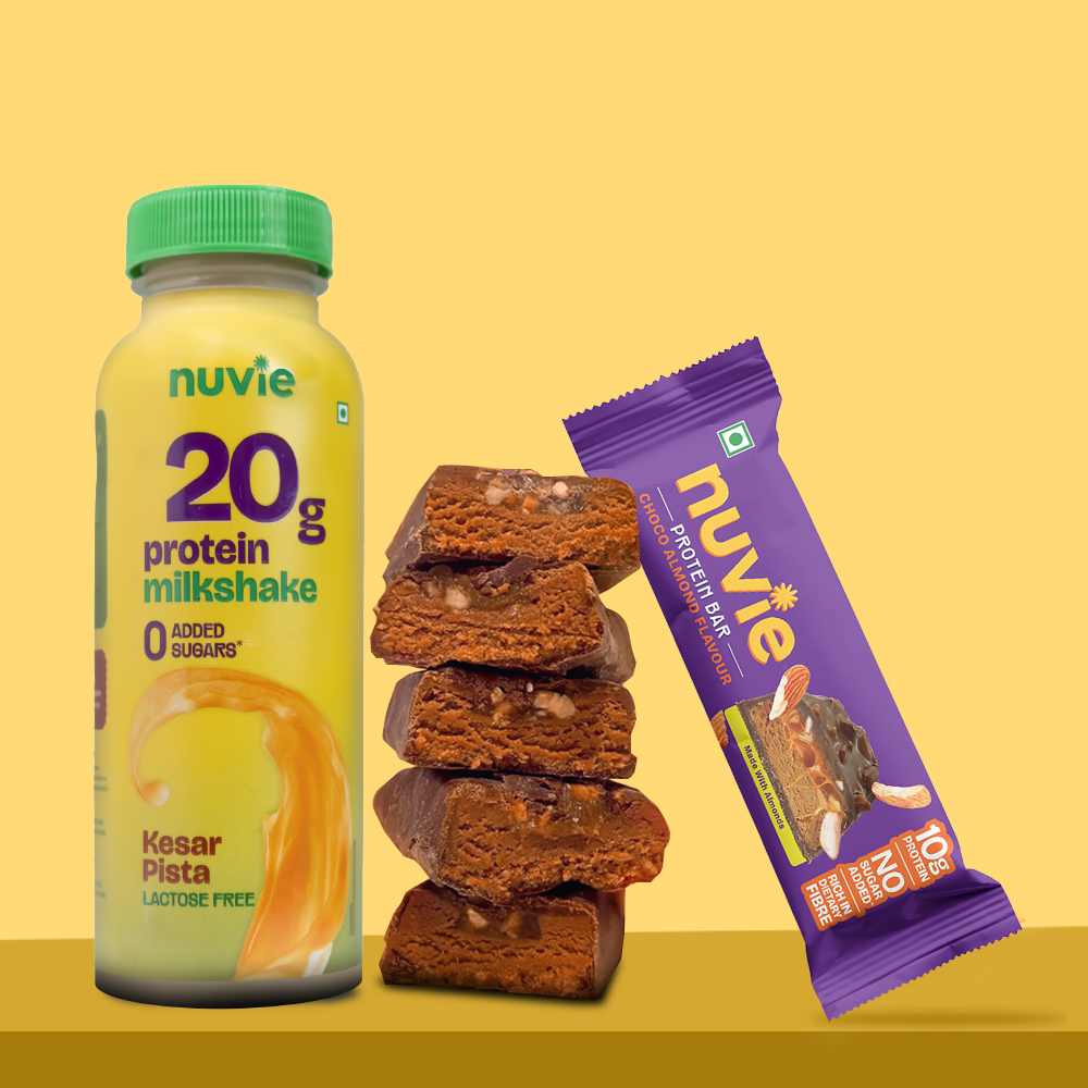Combo 4 : 20gm Kesar Pista Protein Shake + 10gm Choco Almond Protein Bar